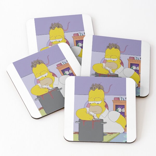 Item preview, Funny Homer Simpson Cooking with Rat on Head Cartoon designed and sold by DohLab.