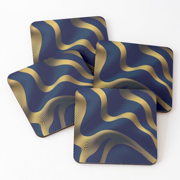 Item preview, Golden Flowing Lines Designs On Dark Royal Blue  designed and sold by DEC02.