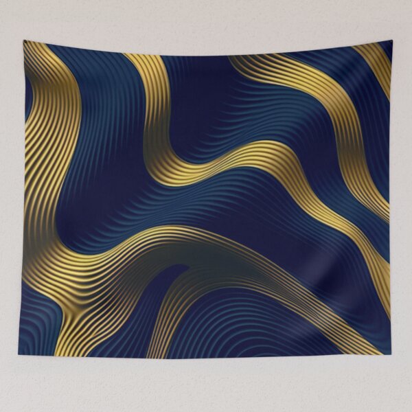 Item preview, Golden Flowing Lines Designs On Dark Royal Blue  designed and sold by DEC02.