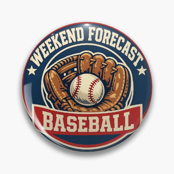 Item preview, Weekend Forecast Baseball Retro Sports Badge designed and sold by EastEndTownie.