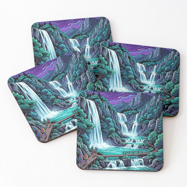 Item preview, Plitvice Lakes Twilight Violet Travel Poster designed and sold by SpiriTravels.