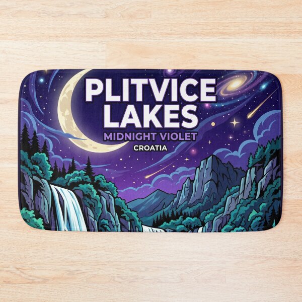 Item preview, Plitvice Lakes Twilight Violet Travel Poster designed and sold by SpiriTravels.