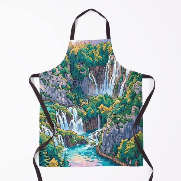 Item preview, Pastel Sunrise Plitvice Lakes Travel Poster designed and sold by SpiriTravels.