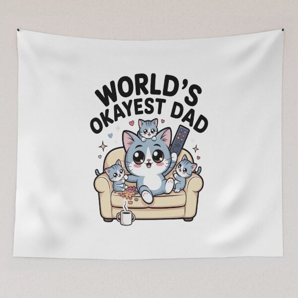 Item preview, World’s Okayest Dad Cat Shirt | Kawaii Cartoon Style | Funny Cat Dad Vibes designed and sold by InspiredCreatives.