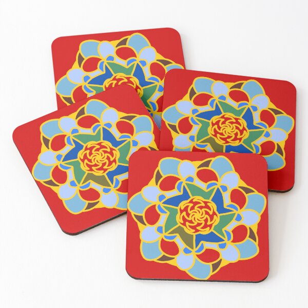 Item preview, Colorful Floral Mandala Blue Green Yellow designed and sold by Provinces de France.