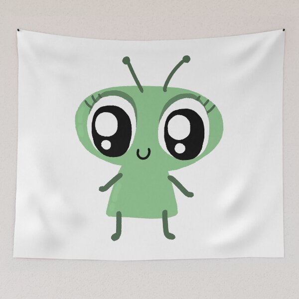 Item preview, Cute Kawaii Green Alien with Antennas Illustration designed and sold by BitDoodle.