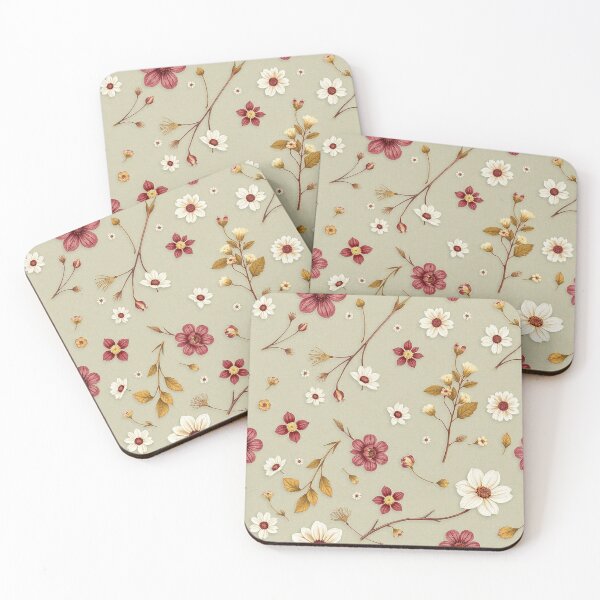 Item preview, Red White Floral Pattern designed and sold by IntelliMindDesigns.