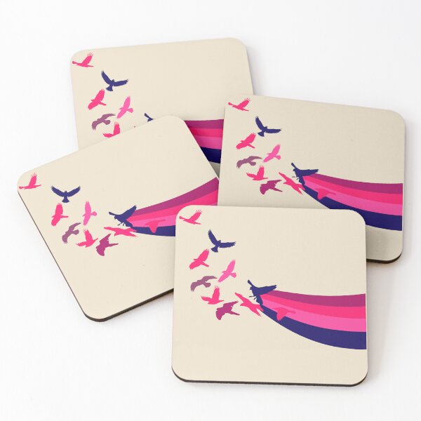 Item preview, Retro Rainbow Birds Inspirational Pink Purple designed and sold by TackyTime.