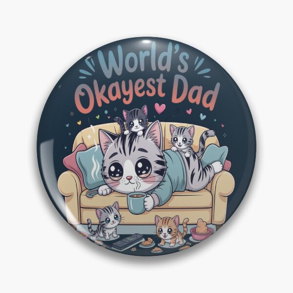 Item preview, World’s Okayest Dad Cat Artwork | Cozy Kawaii Style | Cute Family Humor designed and sold by InspiredCreatives.