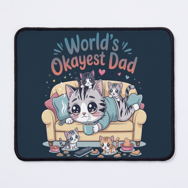 Item preview, World’s Okayest Dad Cat Artwork | Cozy Kawaii Style | Cute Family Humor designed and sold by InspiredCreatives.
