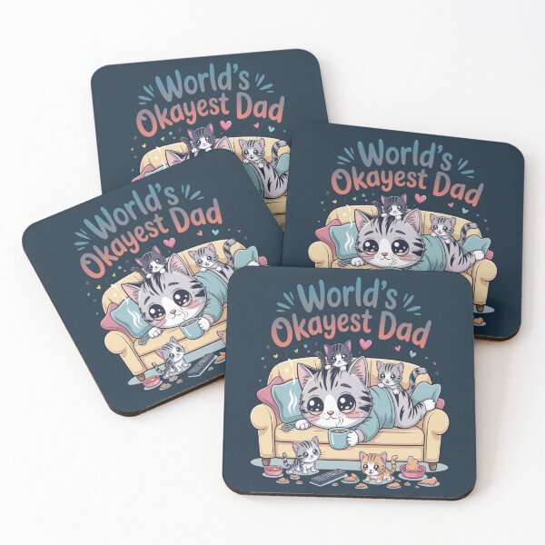 Item preview, World’s Okayest Dad Cat Artwork | Cozy Kawaii Style | Cute Family Humor designed and sold by InspiredCreatives.