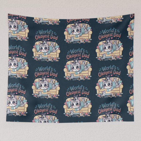 Item preview, World’s Okayest Dad Cat Artwork | Cozy Kawaii Style | Cute Family Humor designed and sold by InspiredCreatives.