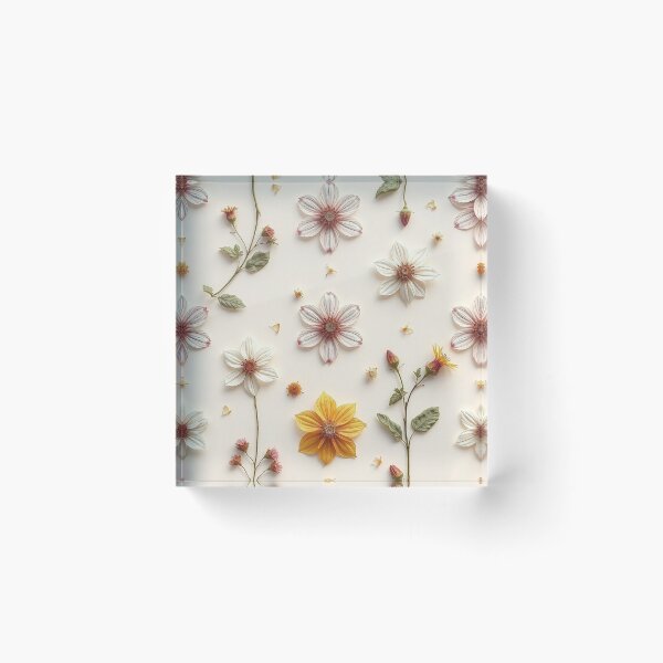 Item preview, White Pink Pressed Flower Art designed and sold by IntelliMindDesigns.