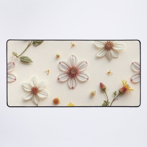 Item preview, White Pink Pressed Flower Art designed and sold by IntelliMindDesigns.