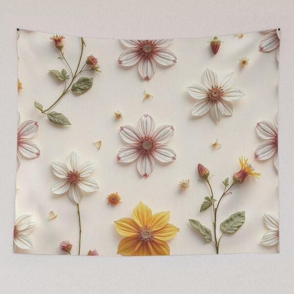 Item preview, White Pink Pressed Flower Art designed and sold by IntelliMindDesigns.
