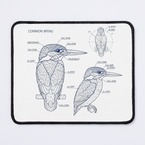Item preview, Kingfisher Aerodynamics Blueprint Technical Illustration designed and sold by MarVan-Prints.