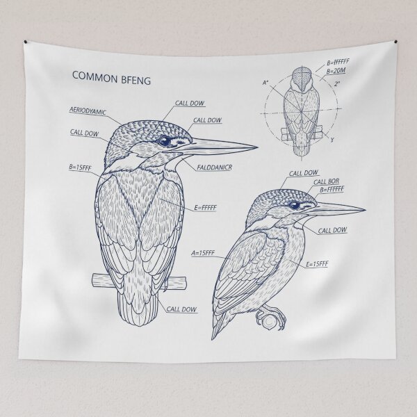 Item preview, Kingfisher Aerodynamics Blueprint Technical Illustration designed and sold by MarVan-Prints.