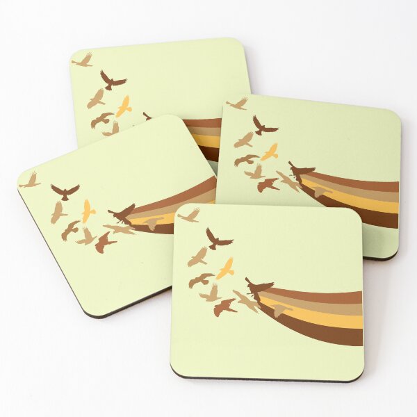 Item preview, Retro Rainbow Birds Inspirational brown yellow designed and sold by TackyTime.