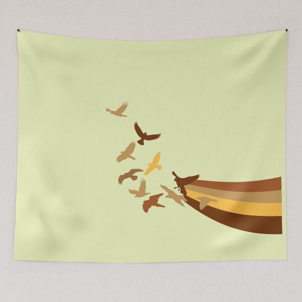 Item preview, Retro Rainbow Birds Inspirational brown yellow designed and sold by TackyTime.