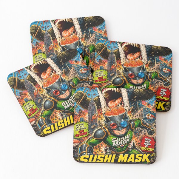 Item preview, Sushi Mask Movie Poster: Retro Comic Book Style Kaiju Art designed and sold by Surreal Characters & Cute Pups.