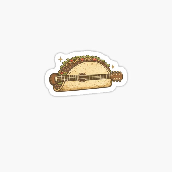 Item preview, Cute Taco Guitar Sticker Funny Music Foodie Gift Mexican Food Lover designed and sold by CorporateRaver.