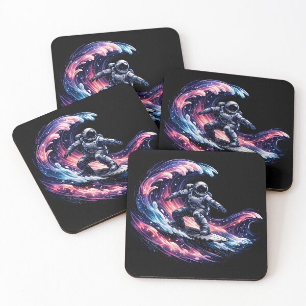 Item preview, Astronaut Surfing Neon Cosmic Waves designed and sold by builtforyou.
