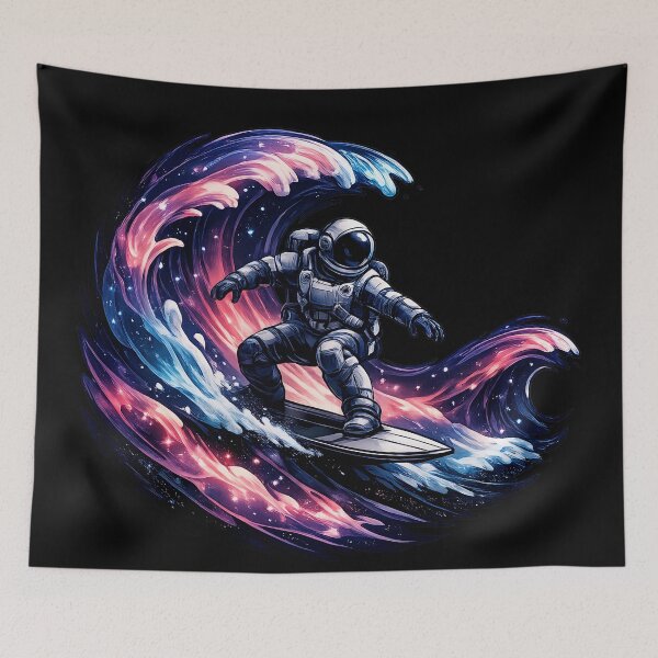 Item preview, Astronaut Surfing Neon Cosmic Waves designed and sold by builtforyou.