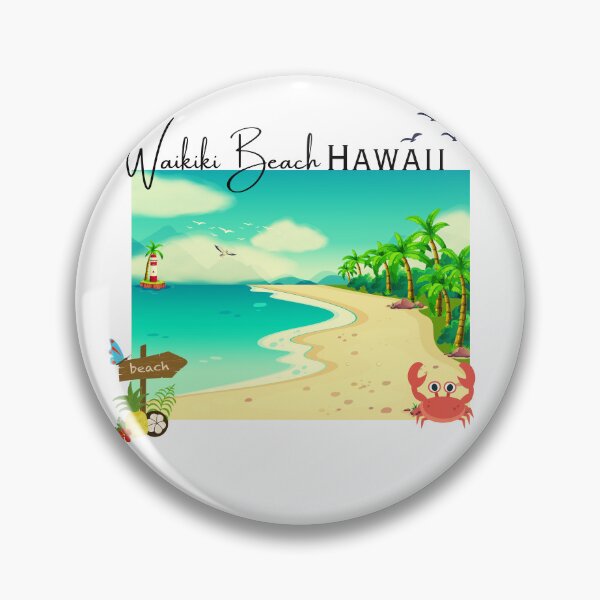 Item preview, Waikiki Hawaii Tropical Beach Vacation Retro Summer Design designed and sold by DonnaRaine.