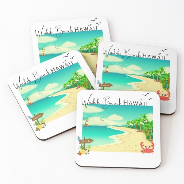Item preview, Waikiki Hawaii Tropical Beach Vacation Retro Summer Design designed and sold by DonnaRaine.