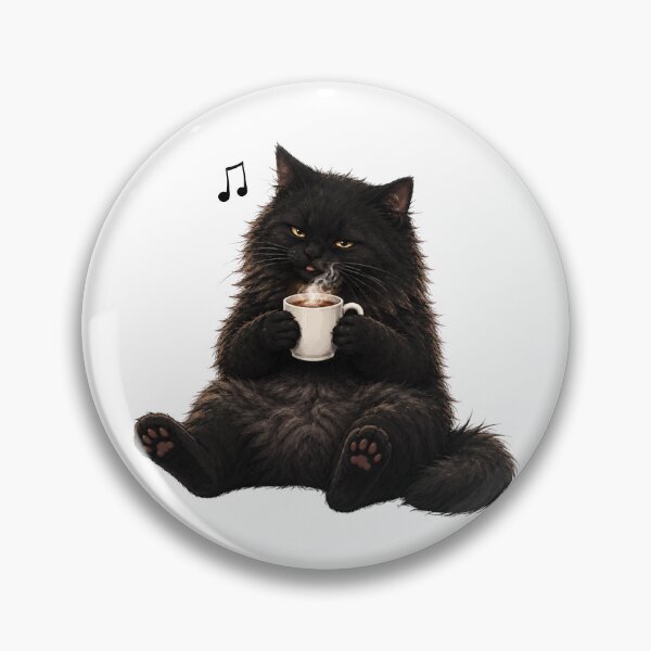 Item preview, Morning Coffee Floof – Cozy Black Cat Artwork designed and sold by lumar23.