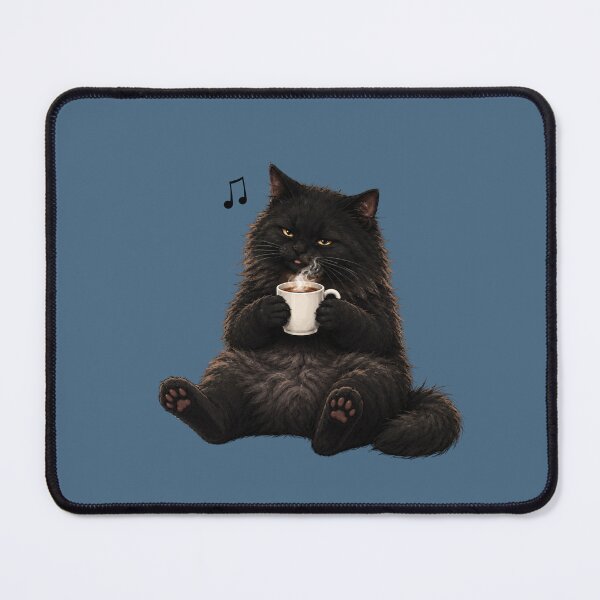 Item preview, Morning Coffee Floof – Cozy Black Cat Artwork designed and sold by lumar23.