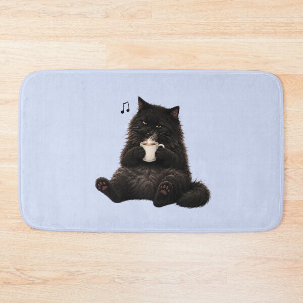 Item preview, Morning Coffee Floof – Cozy Black Cat Artwork designed and sold by lumar23.