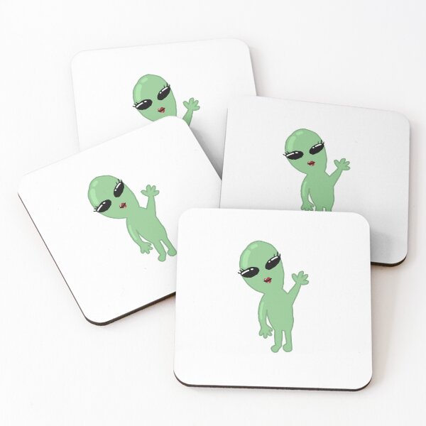 Item preview, Cute Waving Green Alien Girl Illustration designed and sold by BitDoodle.