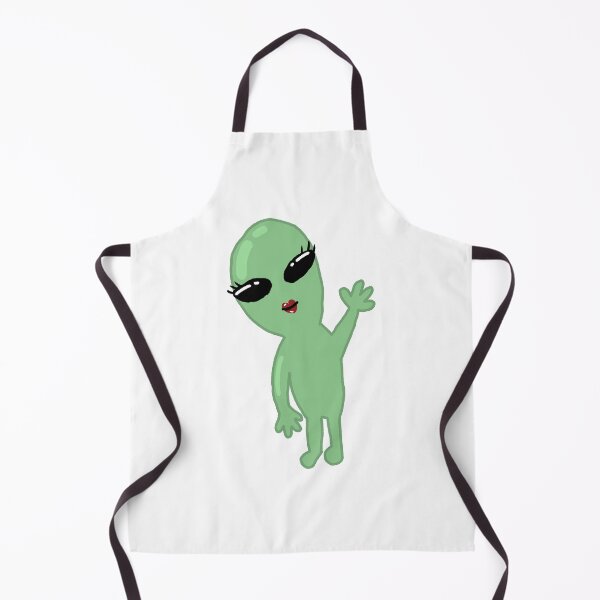 Item preview, Cute Waving Green Alien Girl Illustration designed and sold by BitDoodle.