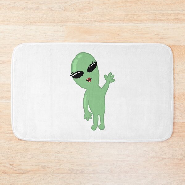 Item preview, Cute Waving Green Alien Girl Illustration designed and sold by BitDoodle.
