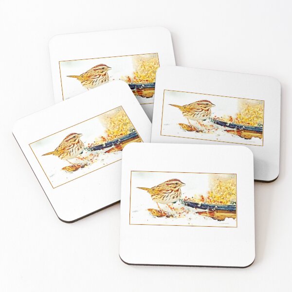 Item preview, Song Sparrow on Bird Feeder, Animal Portrait designed and sold by AMacGPhilly.