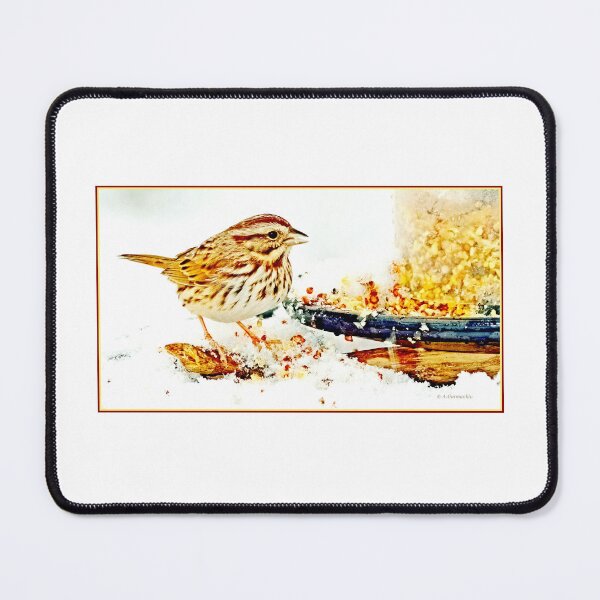 Item preview, Song Sparrow on Bird Feeder, Animal Portrait designed and sold by AMacGPhilly.