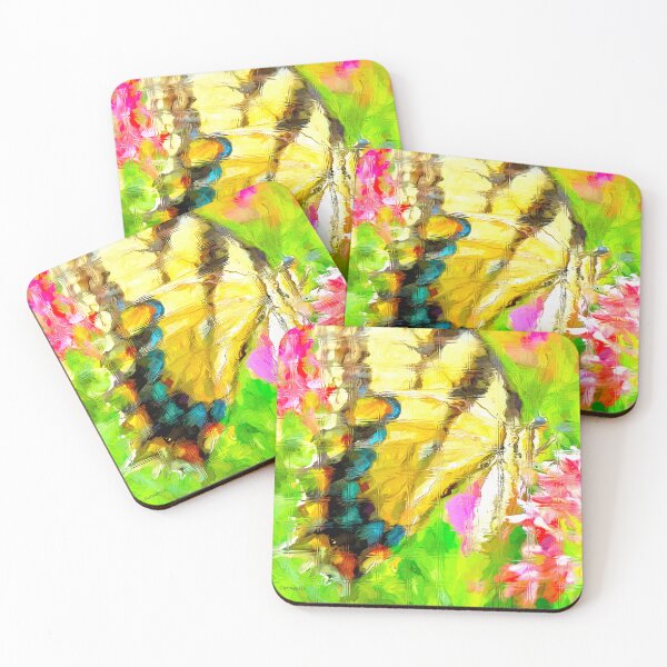 Item preview, Tiger Swallowtail Butterfly on Egyptian Star Cluster Flowers,Digital Illustration designed and sold by AMacGPhilly.