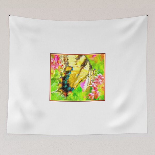 Item preview, Tiger Swallowtail Butterfly on Egyptian Star Cluster Flowers,Digital Illustration designed and sold by AMacGPhilly.