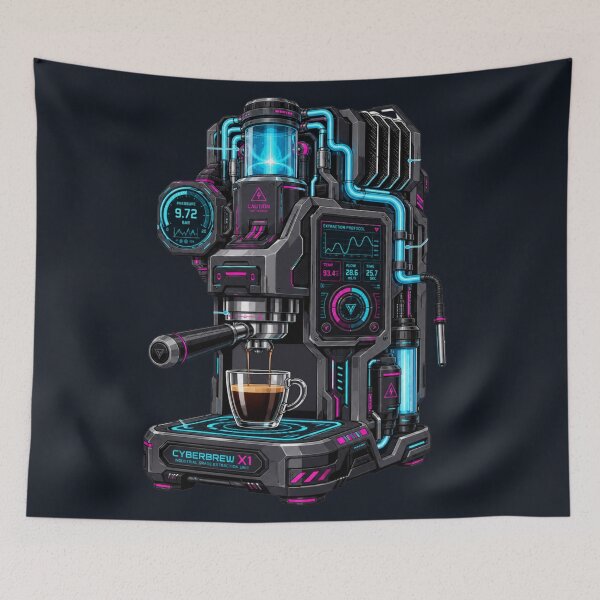 Item preview, Cyberpunk Industrial Espresso Machine Technical Schematic designed and sold by MarVan-Prints.