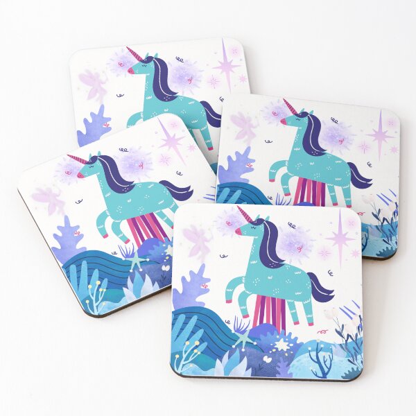 Item preview, Modern Teal Unicorn in Mystical Forest: Boho Fantasy Landscape Art designed and sold by Yasmine Mohammed.