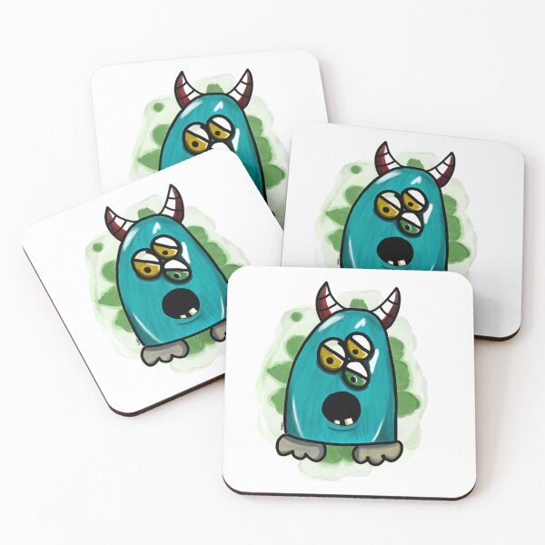 Item preview, Cute Three Eyed Blue Monster with Horns Doodle designed and sold by lotusqtraubey.
