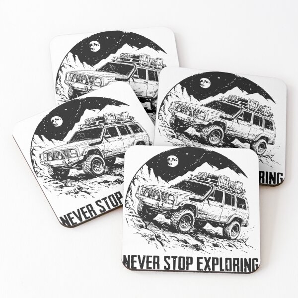 Item preview, Never Stop Exploring Cherokee XJ - Lifted 4x4 Mountain Overlanding Graphic designed and sold by Off-Road-Zone.