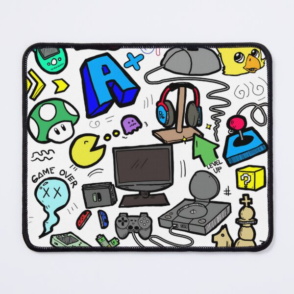 Item preview, Retro Gaming Doodle Collage Gamer Nostalgia Pattern designed and sold by lotusqtraubey.