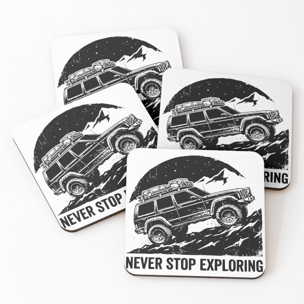 Item preview, Never Stop Exploring Cherokee XJ - Lifted 4x4 Mountain Overlanding Art designed and sold by Off-Road-Zone.