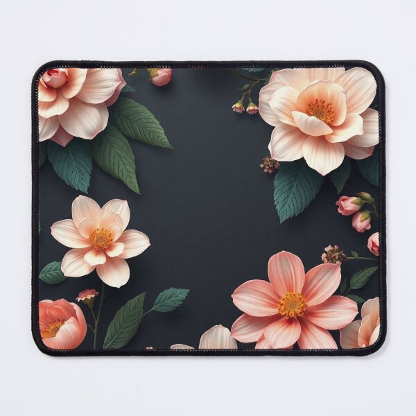 Item preview, Peach Flowers on Dark Background designed and sold by IntelliMindDesigns.
