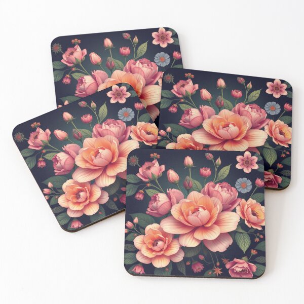 Item preview, Vibrant Floral Pattern on Navy designed and sold by IntelliMindDesigns.