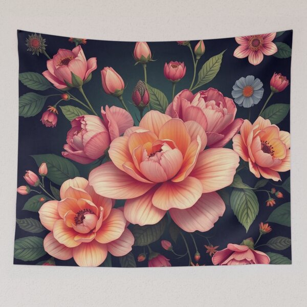 Item preview, Vibrant Floral Pattern on Navy designed and sold by IntelliMindDesigns.