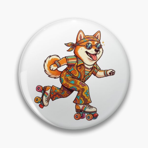 Item preview, Retro Roller Skating Dog Shiba Inu Art designed and sold by ajamzbox.