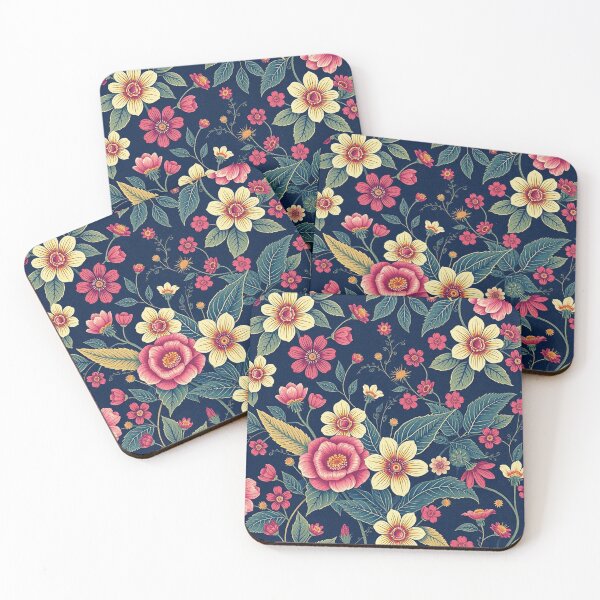Item preview, Vibrant Floral Pattern on Navy designed and sold by IntelliMindDesigns.